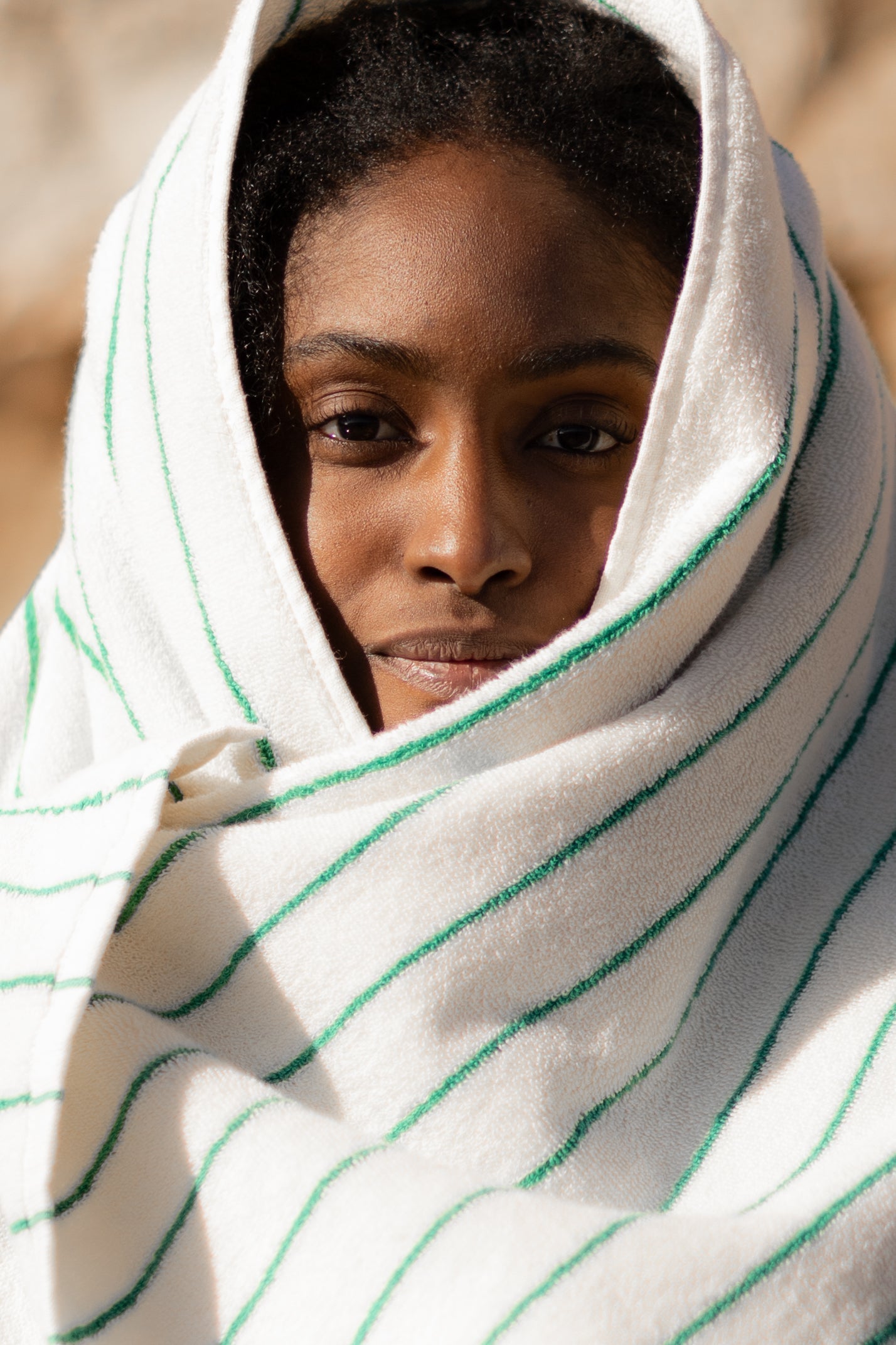 Naram Towels, pure white & grass