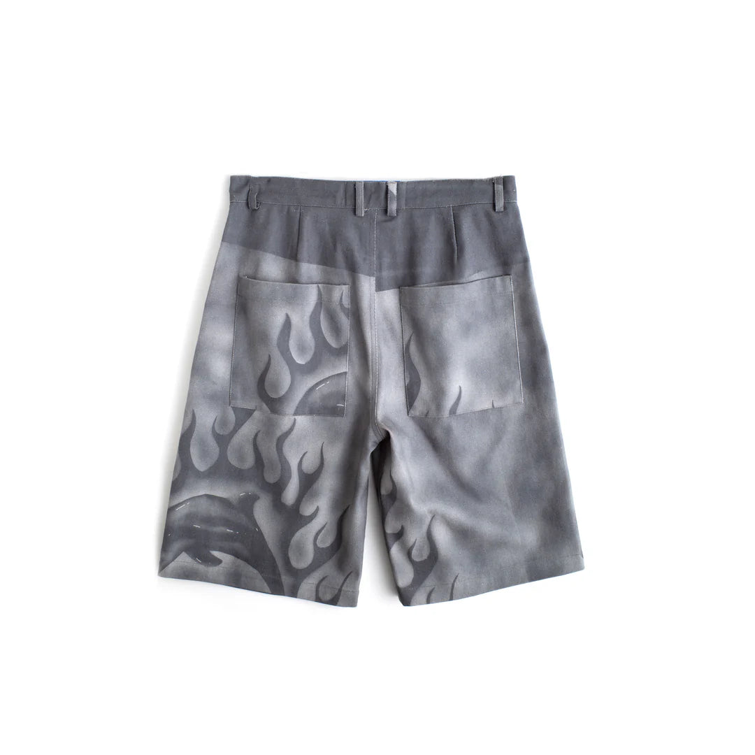 Flaming Dolphin Jorts | Grey Denim