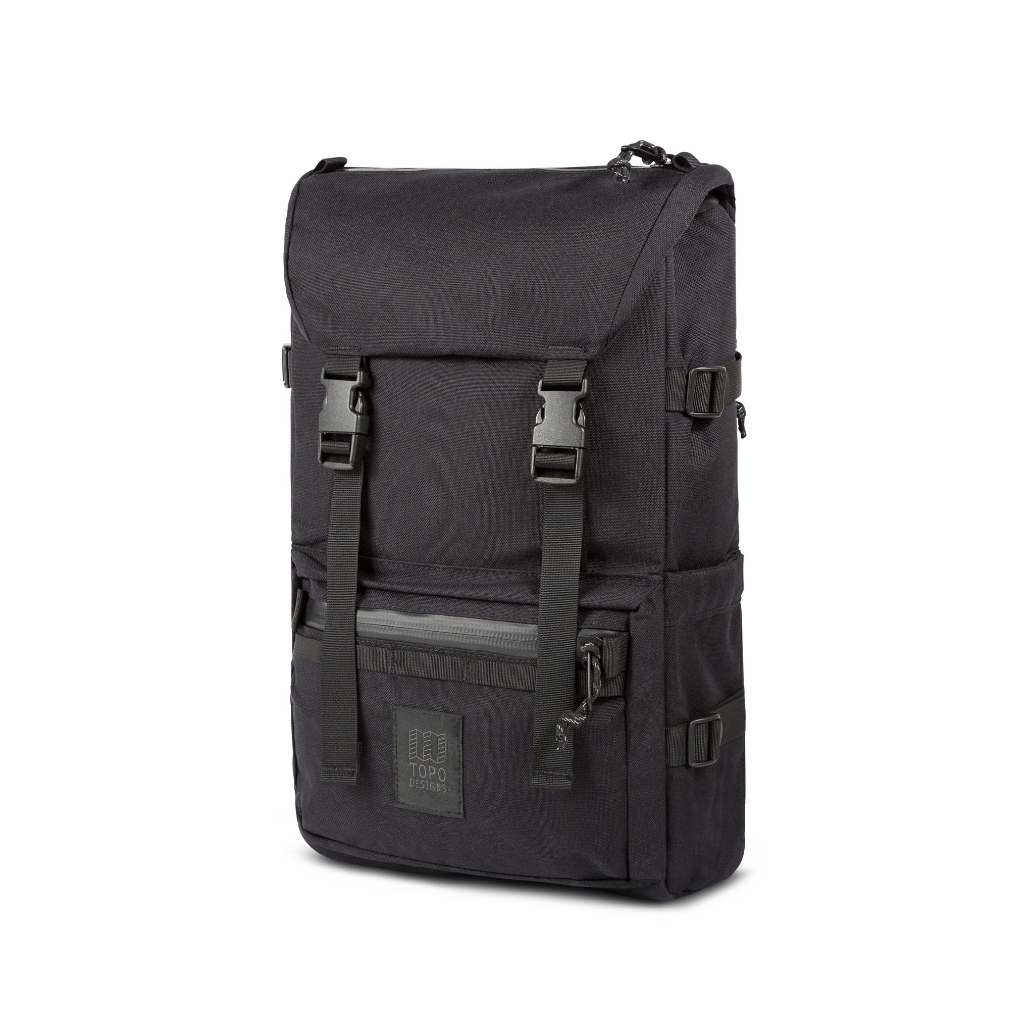 3/4 Front Product Shot of the Topo Designs Rover Pack Tech in Black