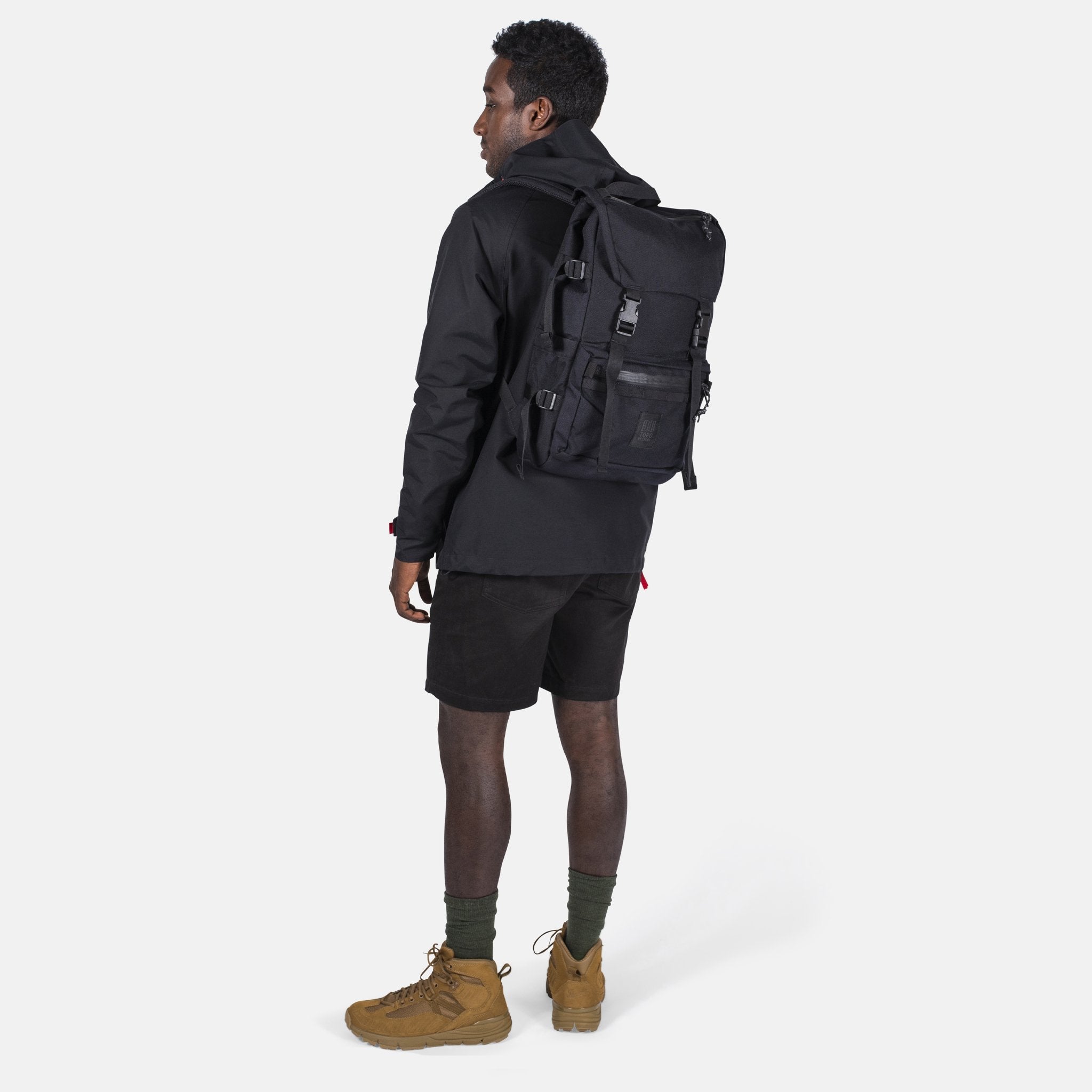 Back Model Shot of the Topo Designs Rover Pack Tech in Black