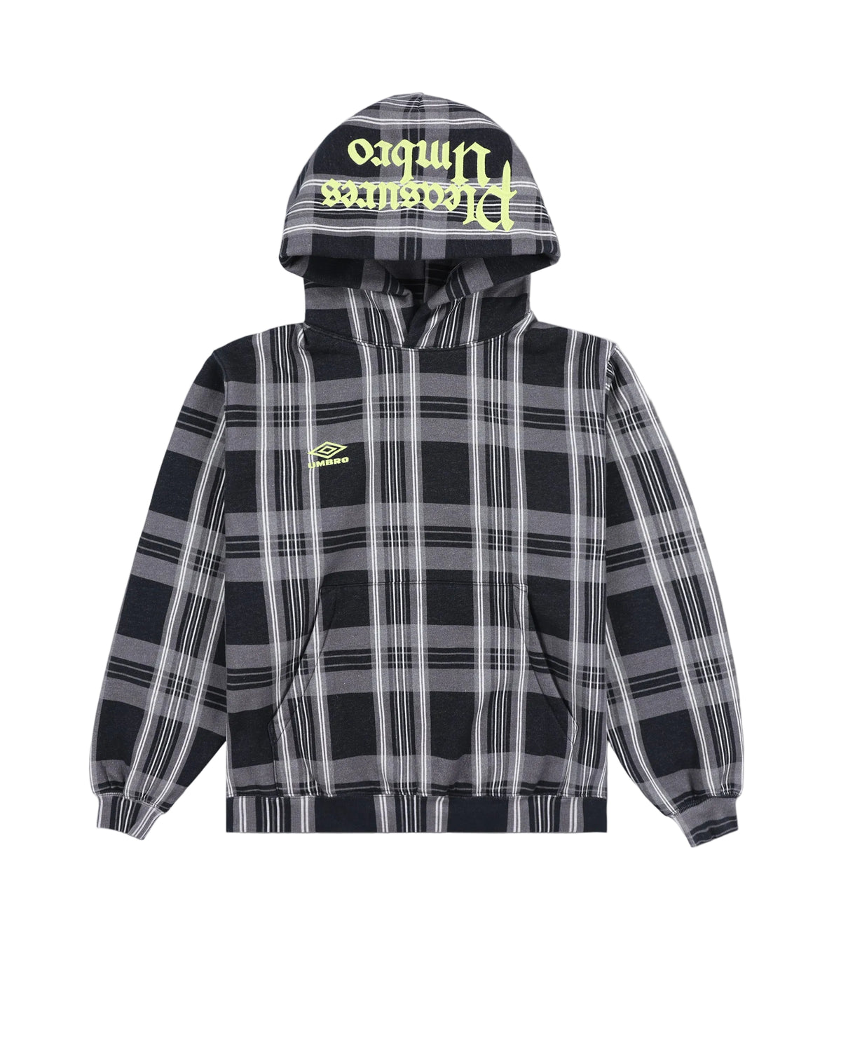 Umbro X Pleasures Spine Plaid Hoodie | Black