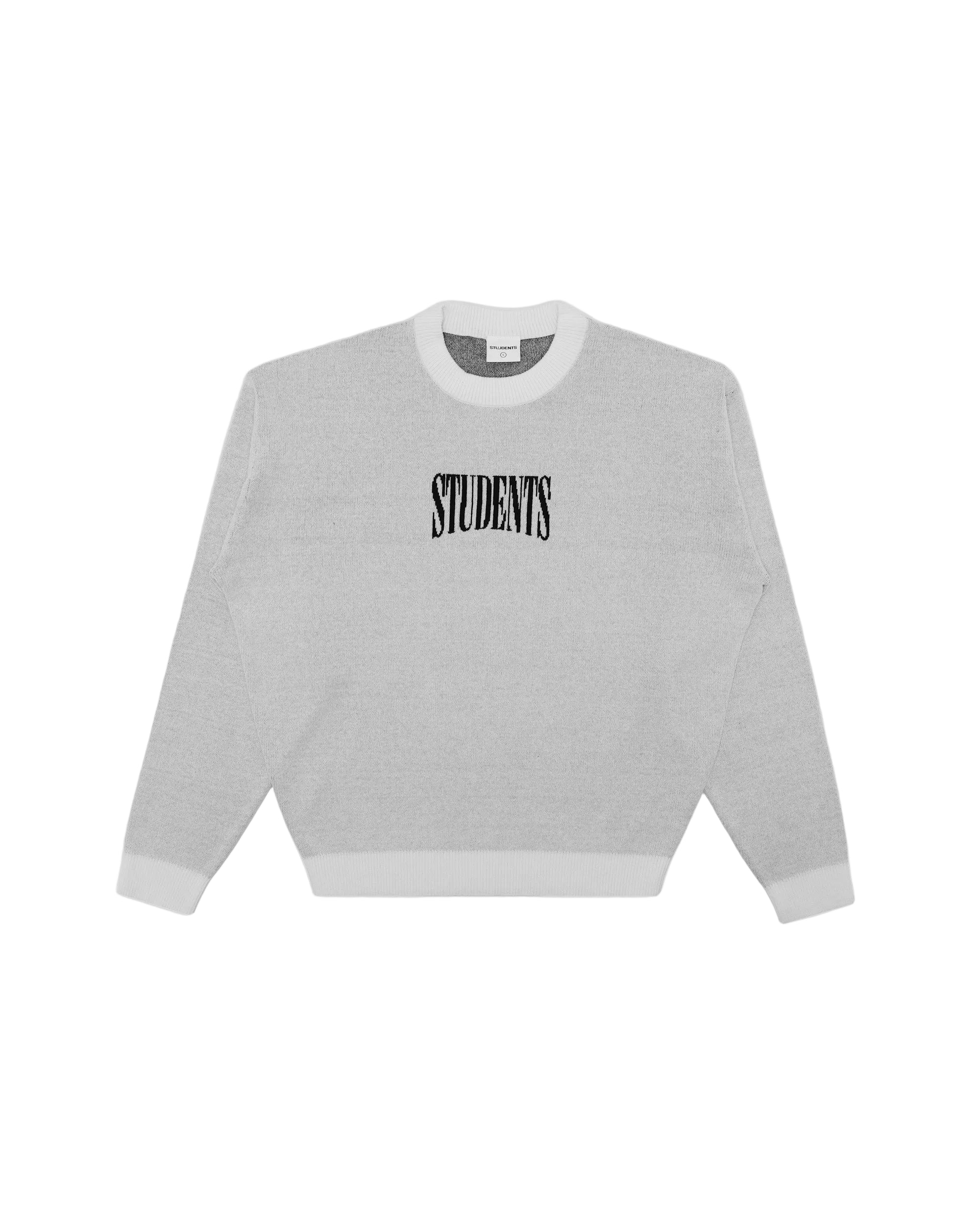 Gray sweatshirt with 'STUDENTS' text on a white background