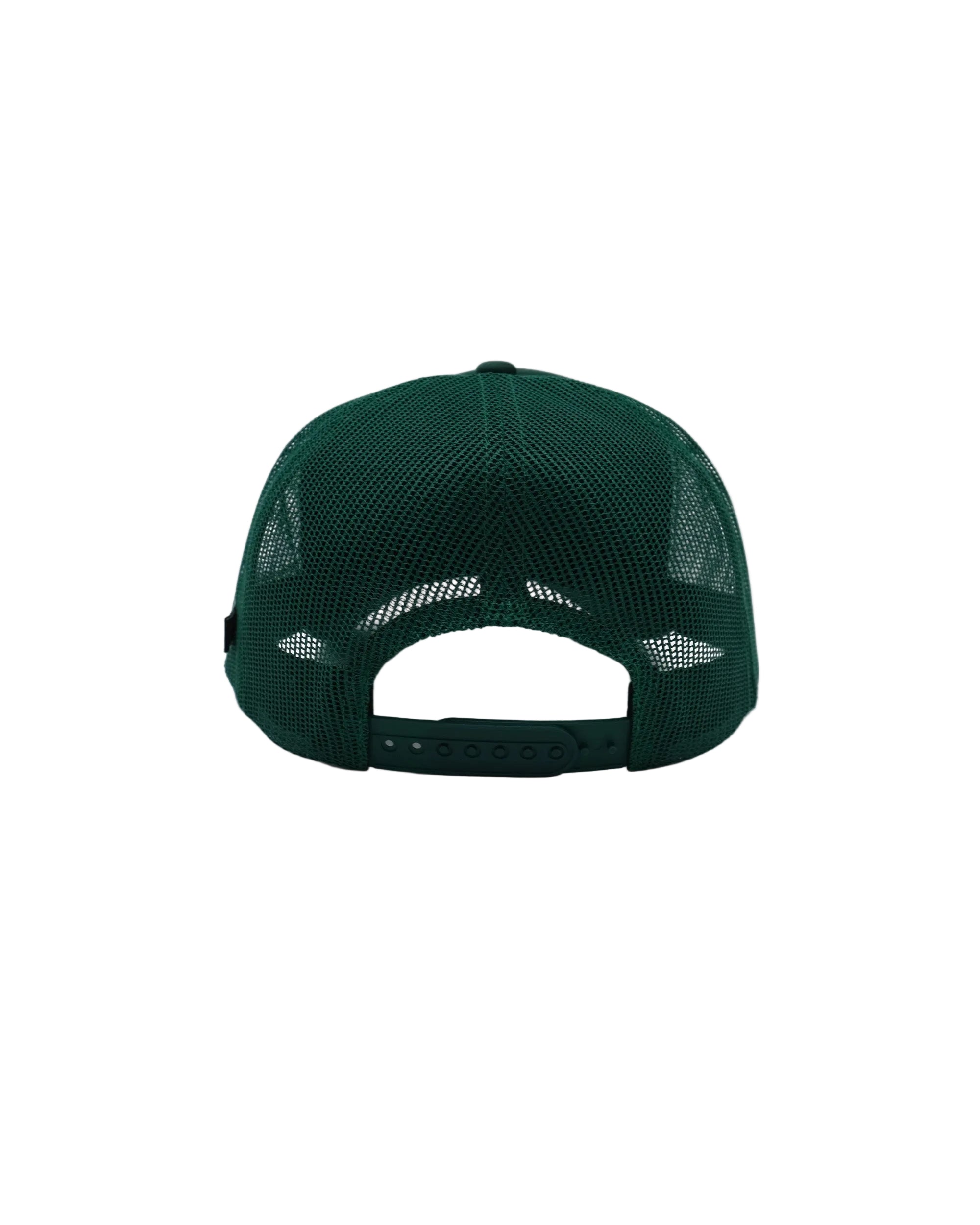 Green mesh cap on a white background