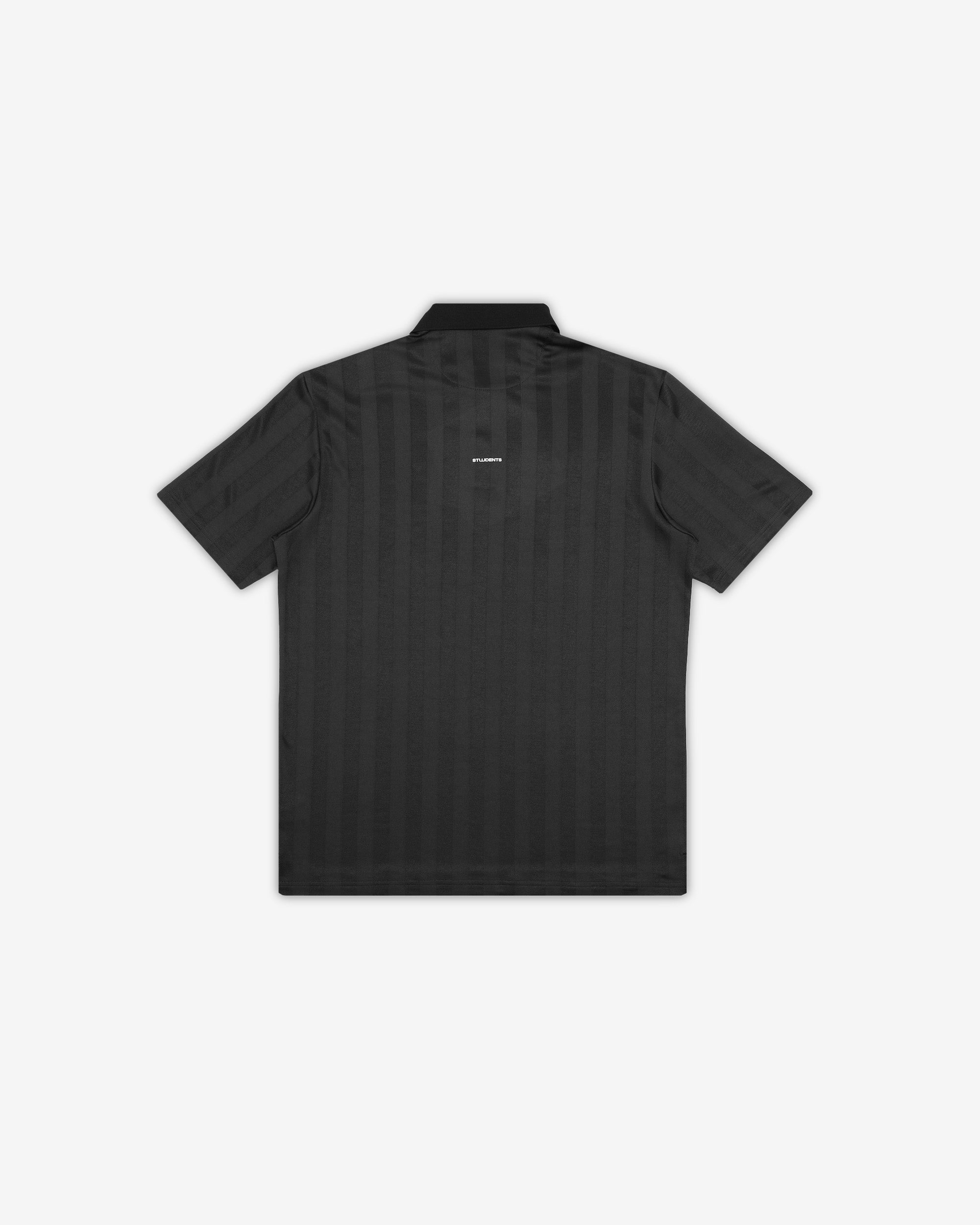Black polo shirt on a white background