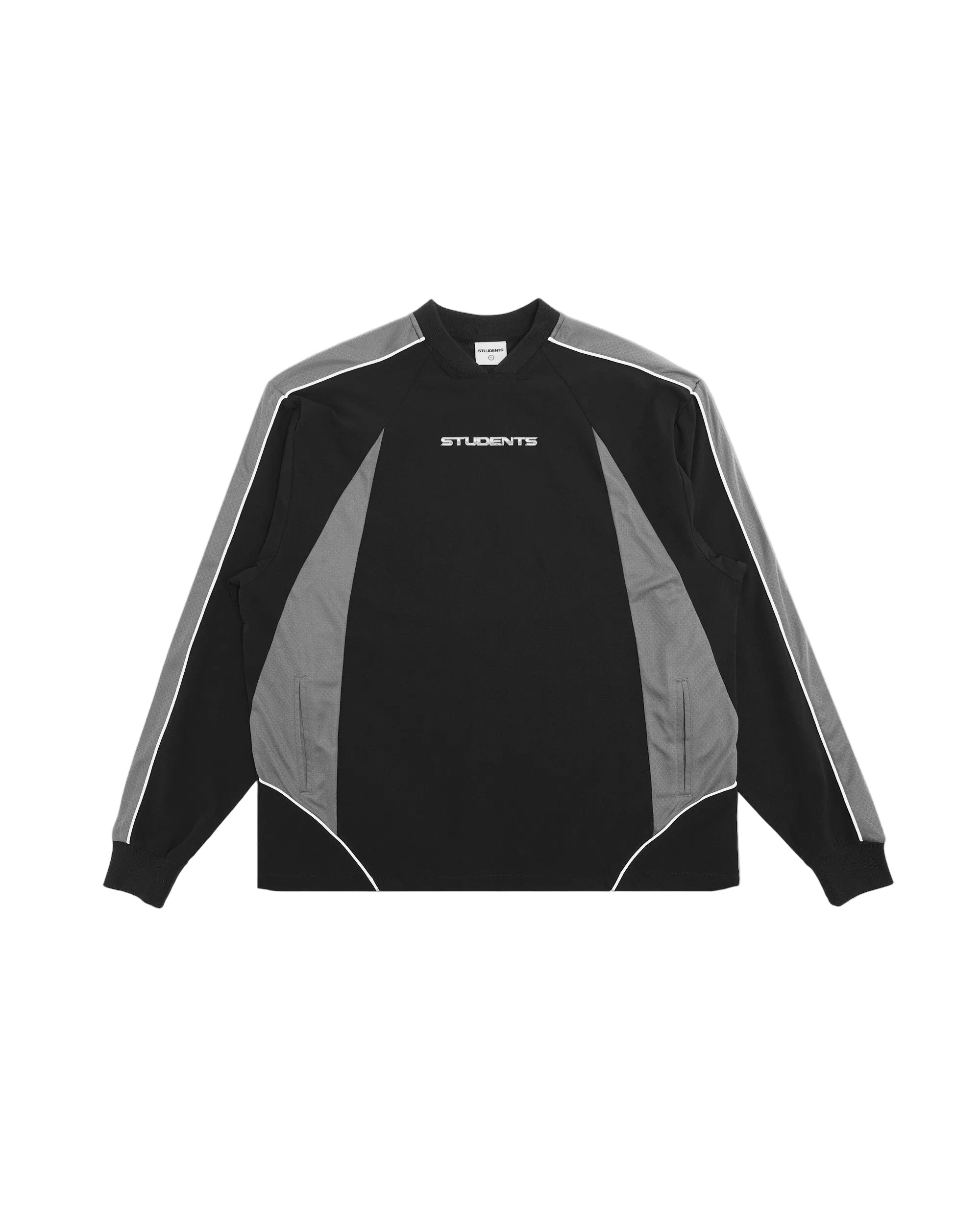 Black and gray sweatshirt with 'STUDENTS' text on a white background
