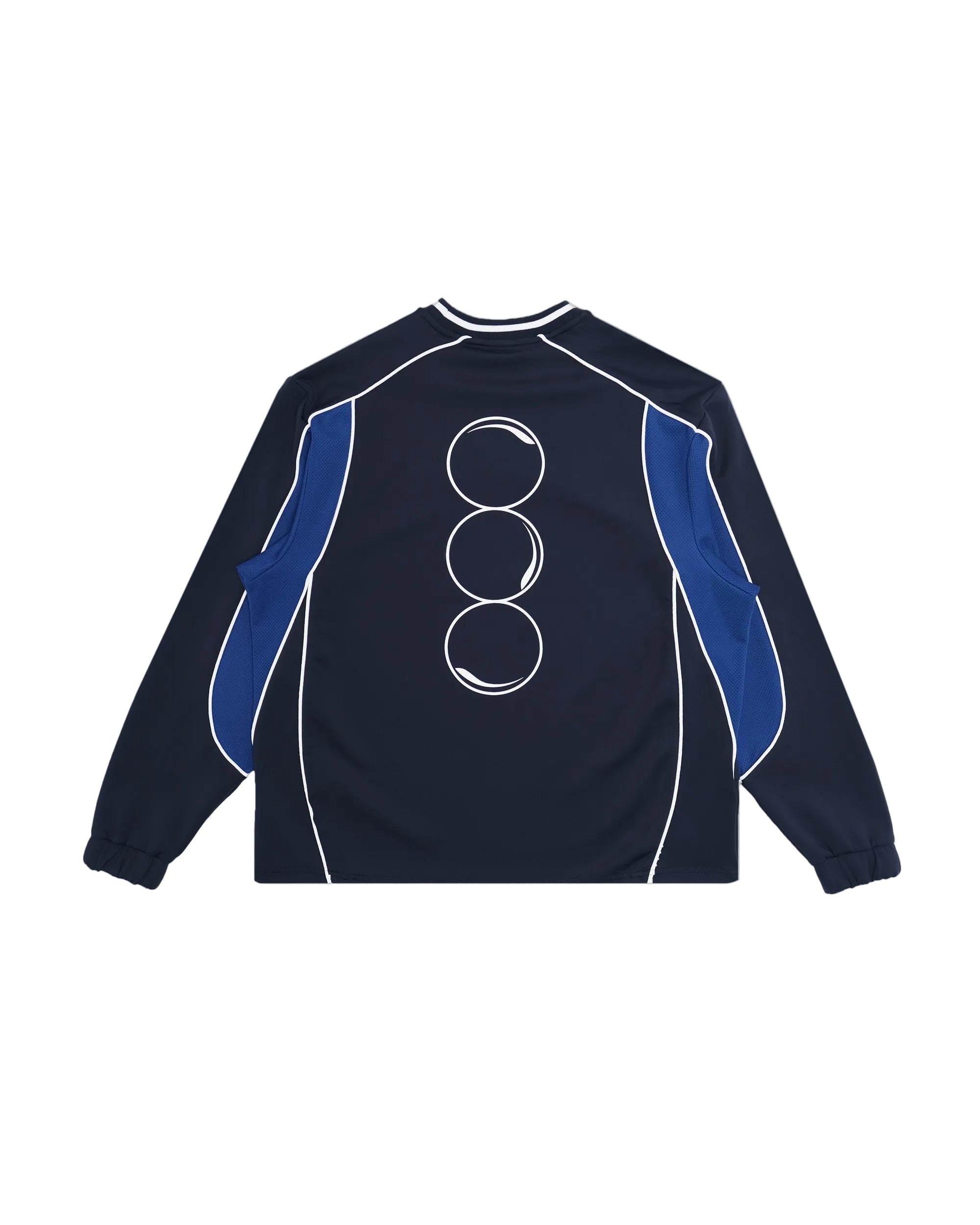 Navy long-sleeve shirt with blue sleeves on a white background