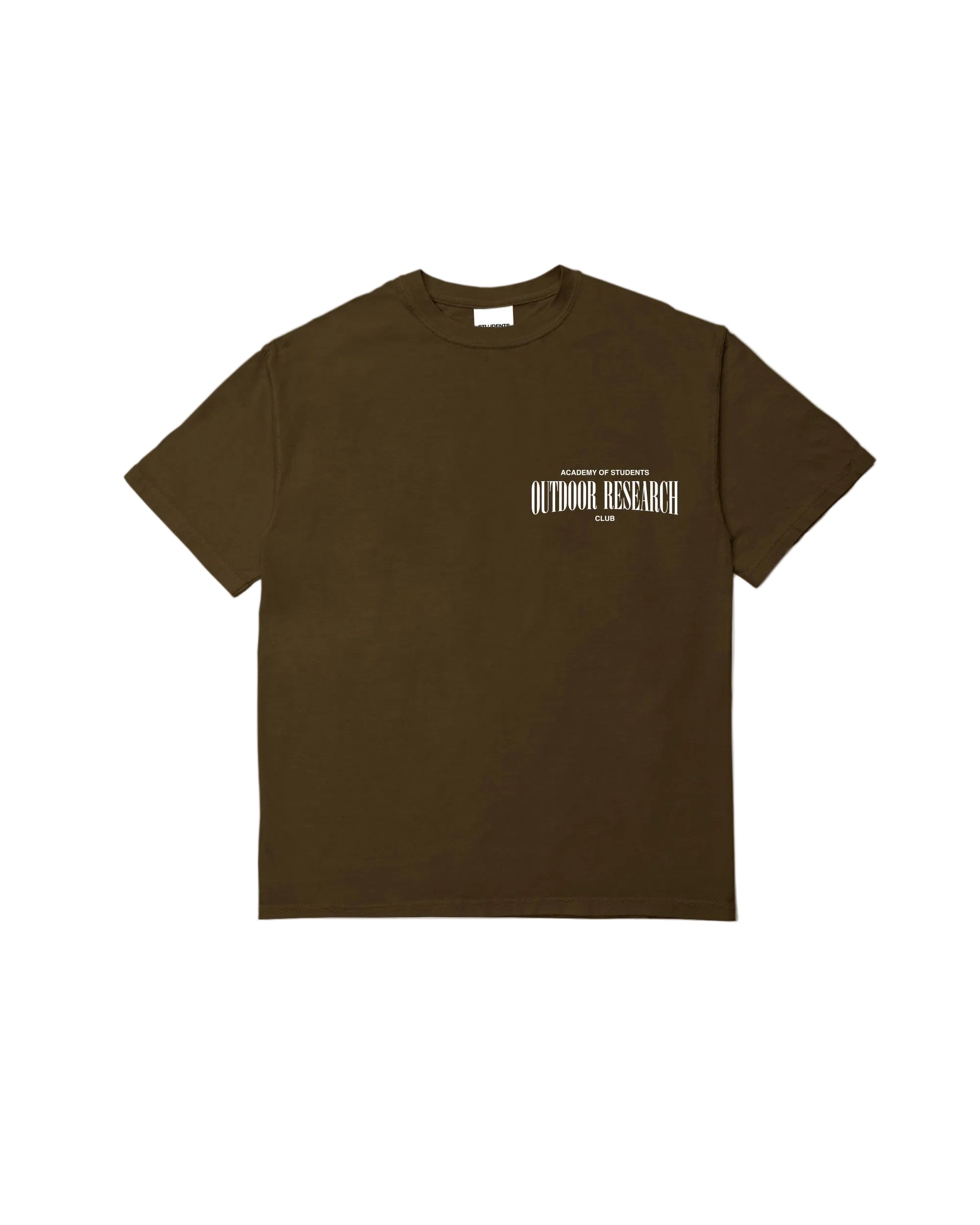Black t-shirt with a logo on a white background