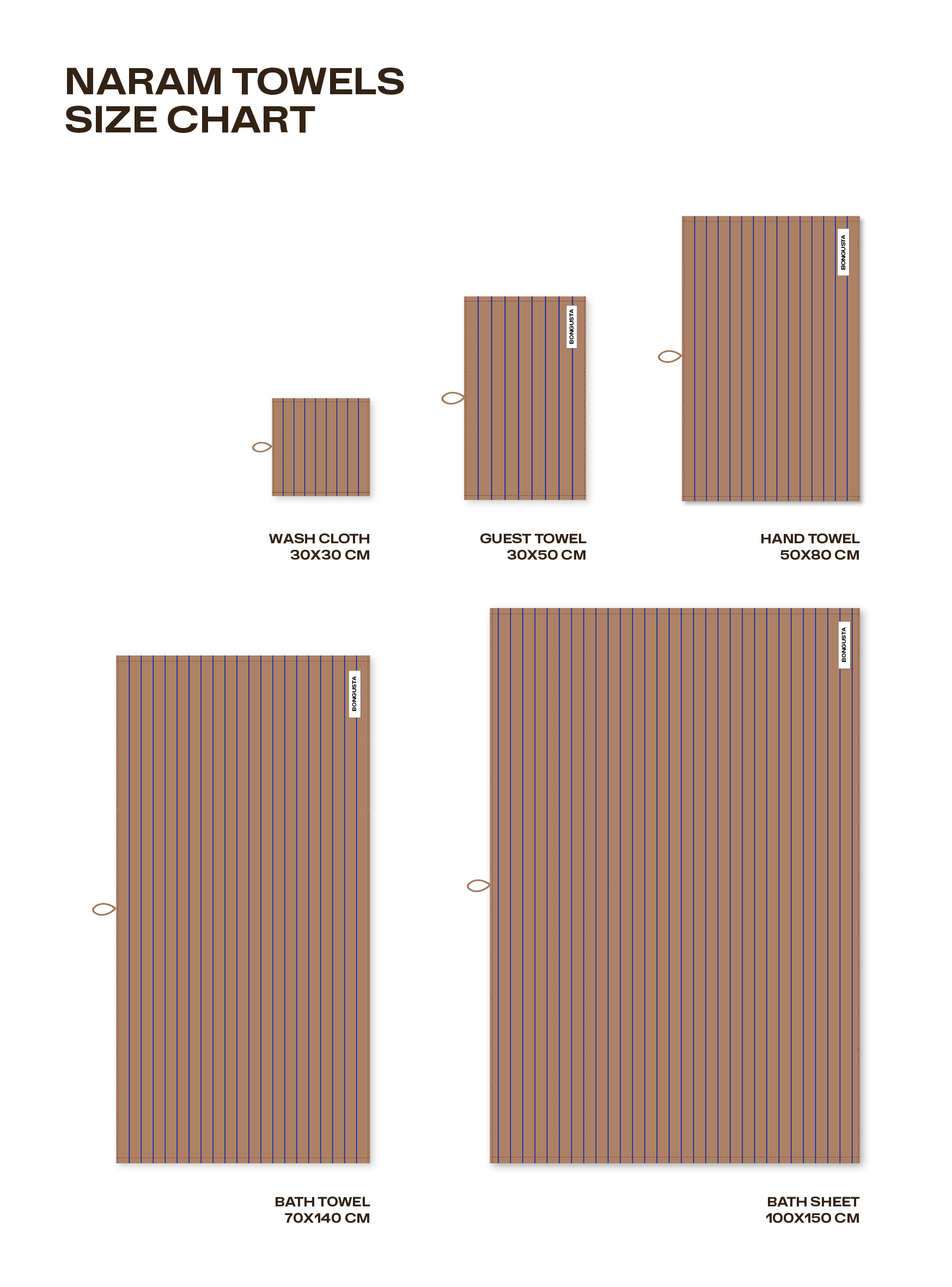 Naram Towels, camel & ultramarine