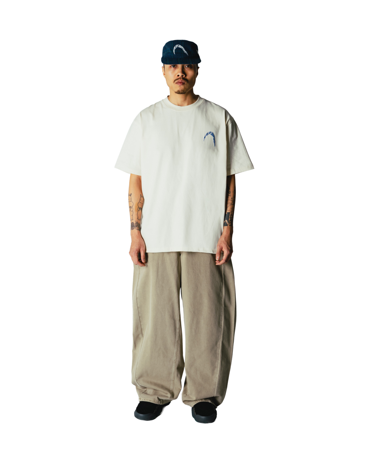 Baine Warp Tee | Off White Cobalt Blue