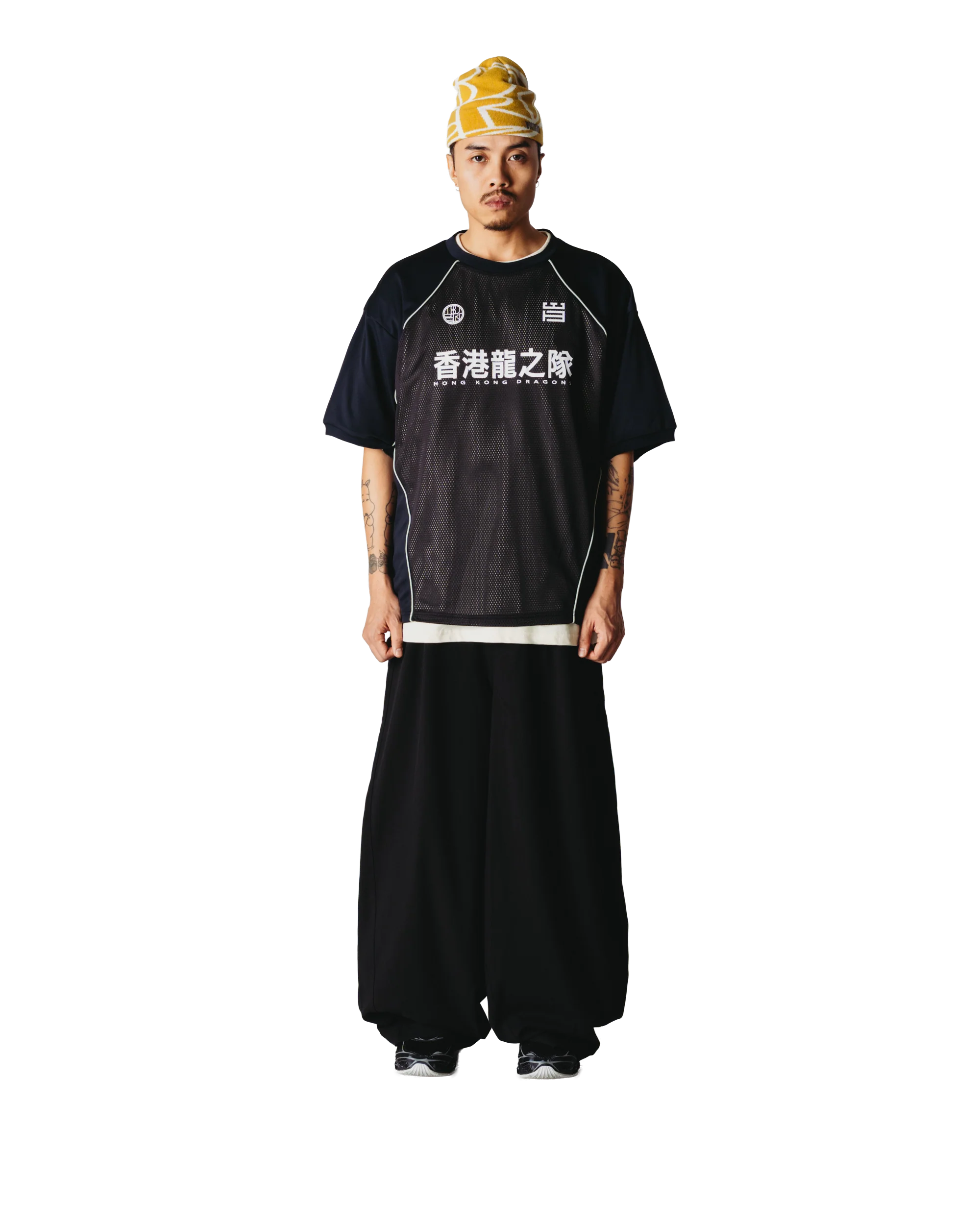 Beam Mesh Cut Tee | Black