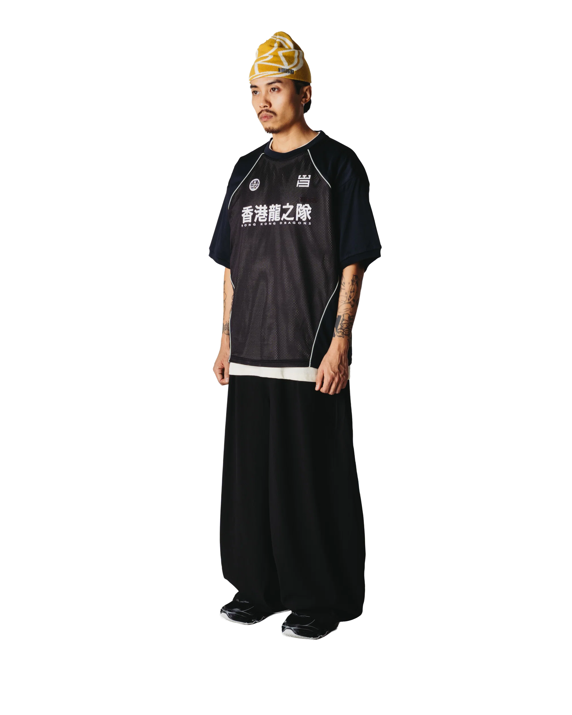 Beam Mesh Cut Tee | Black
