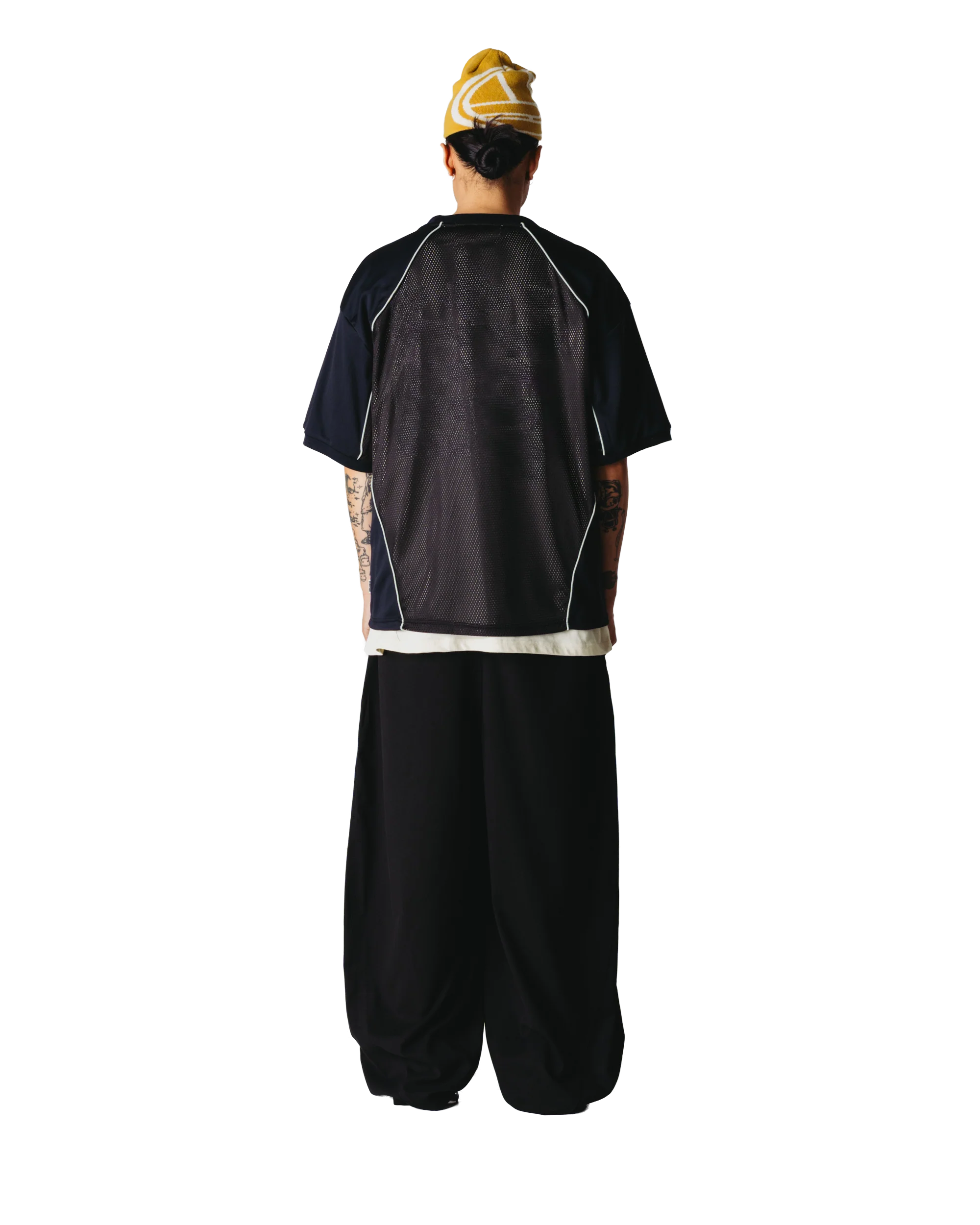 Beam Mesh Cut Tee | Black
