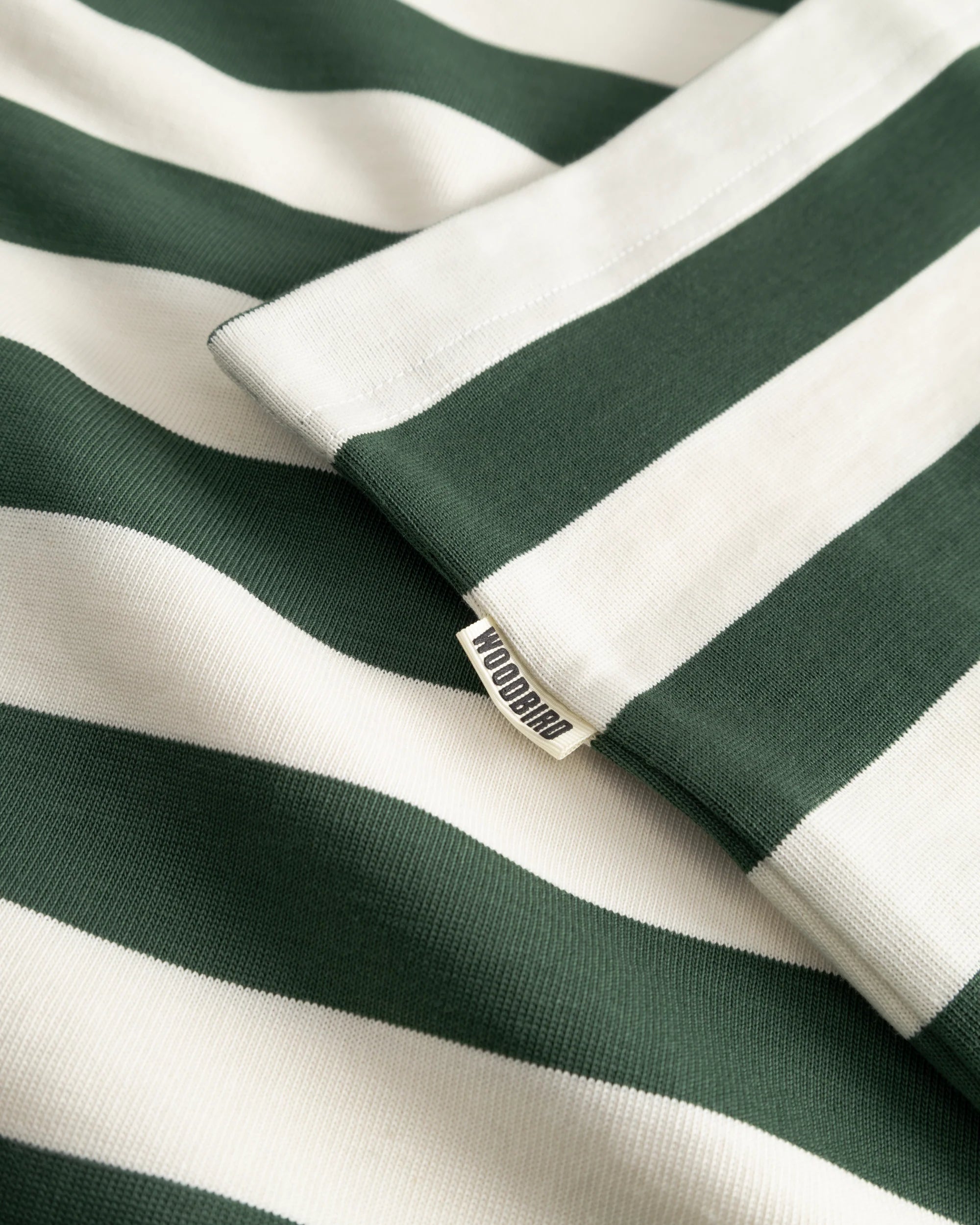 Hiro L/s Stripe Zip Polo | Pine Green