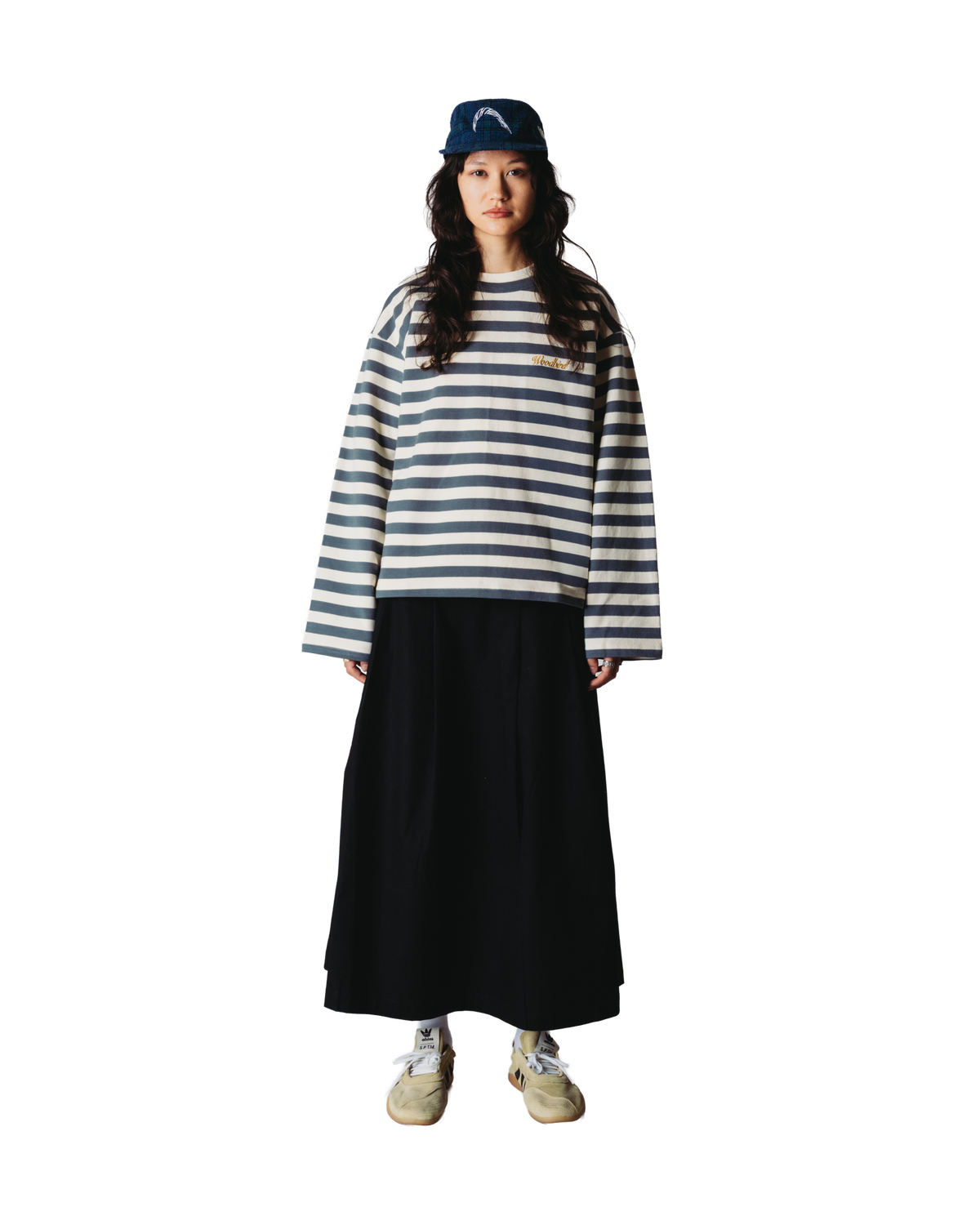 Joul Wide Sleeve Stripe Tee | White-slate Blue