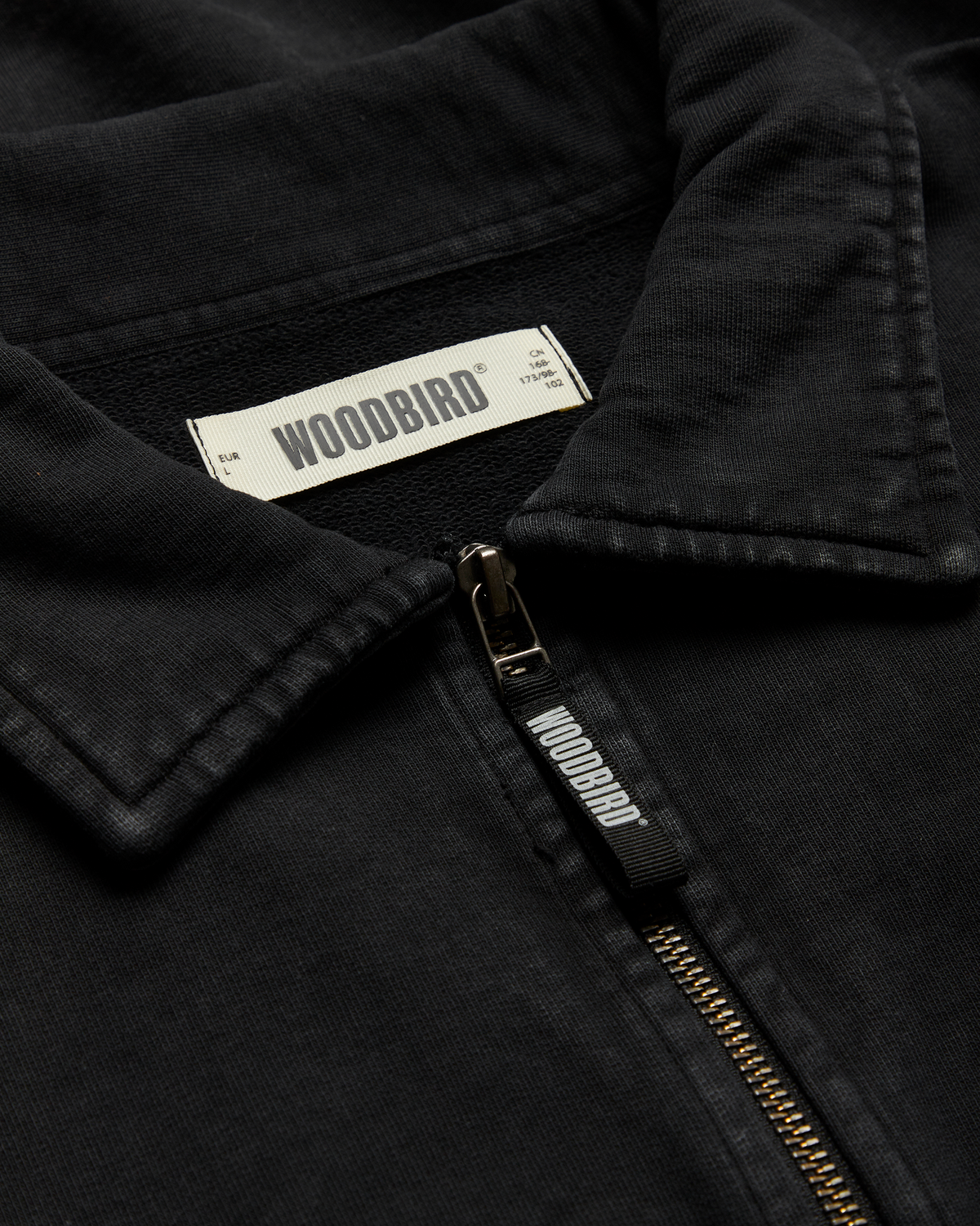 Loke Washed Zip Polo | Black