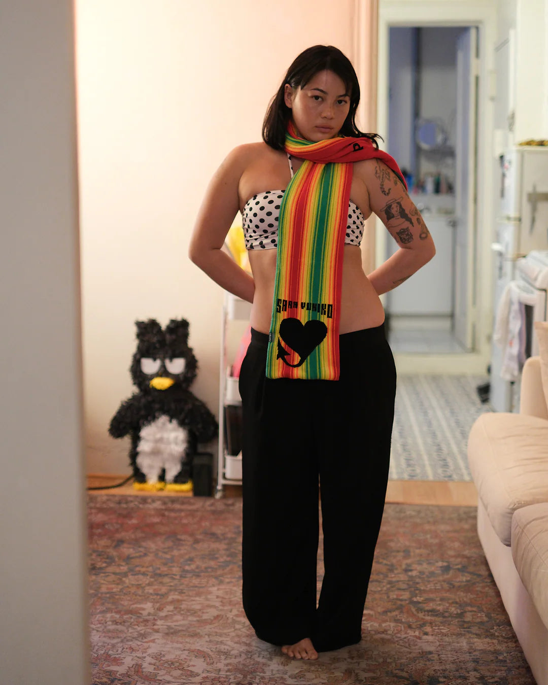 b.Eautiful x Sara Yukiko Infinity Knit Scarf (Red / Rainbow)