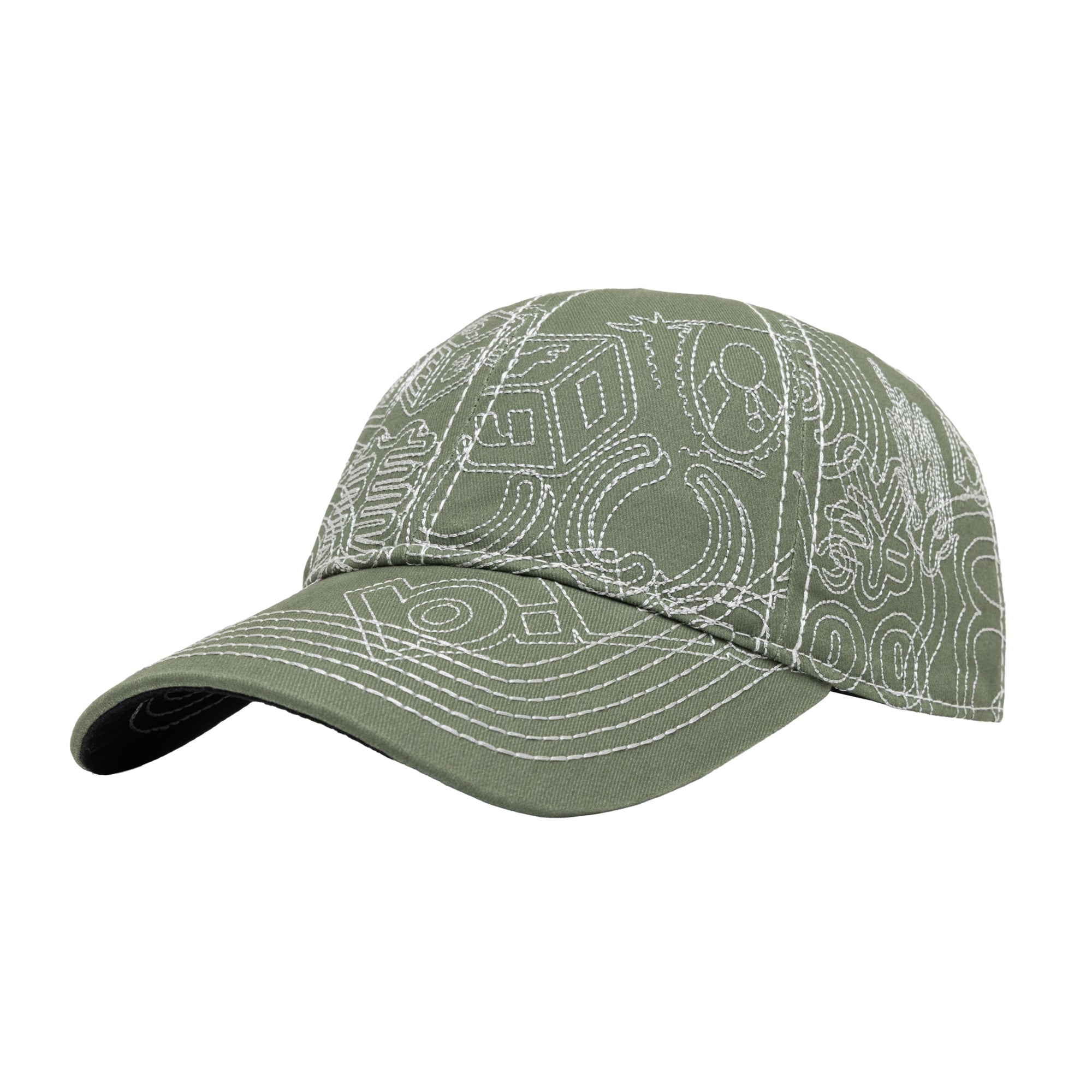Stitch Mania 6 Panel Hat | Off-moss/Silver