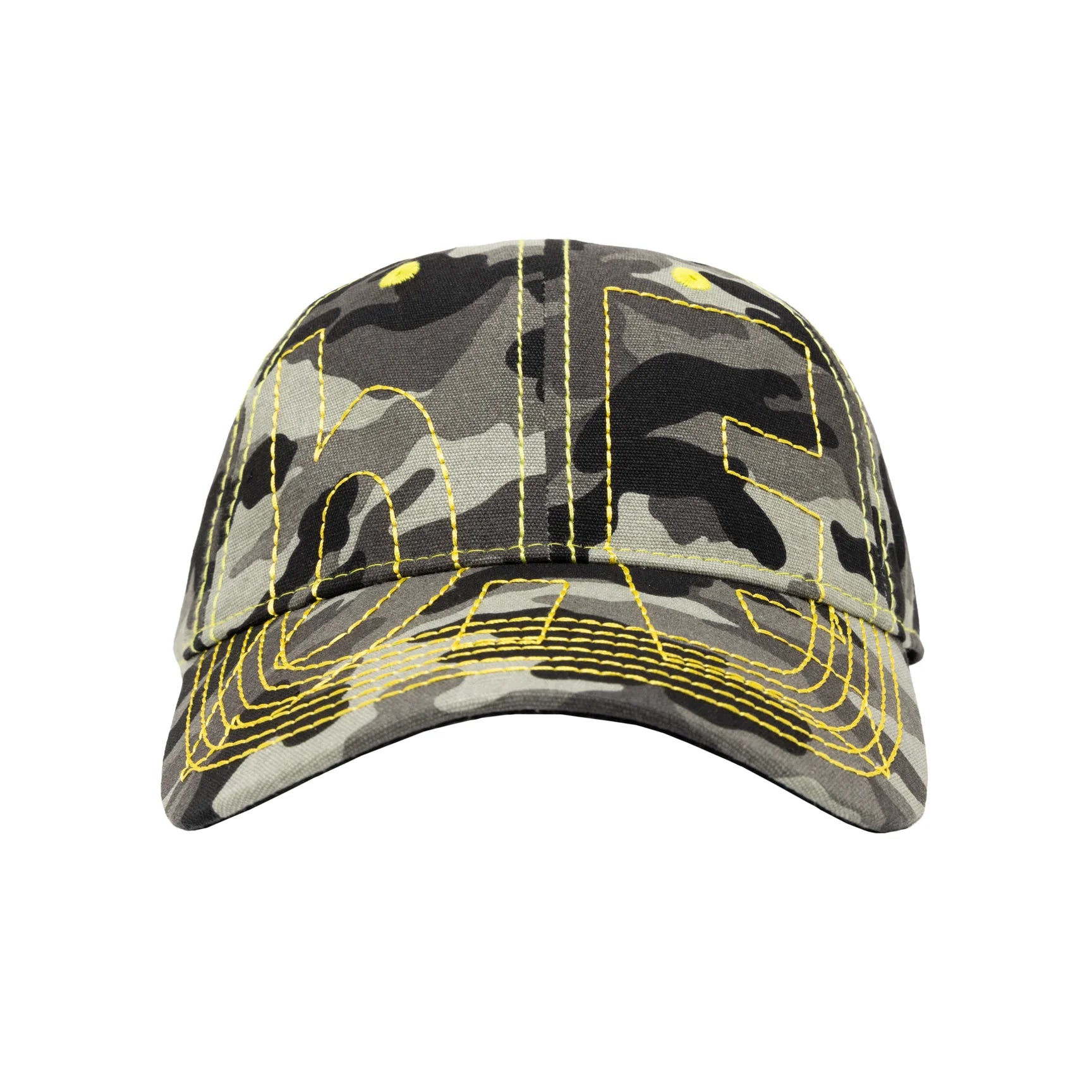 Vapor 6 Panel Hat (Dark Grey Camo / Yellow)