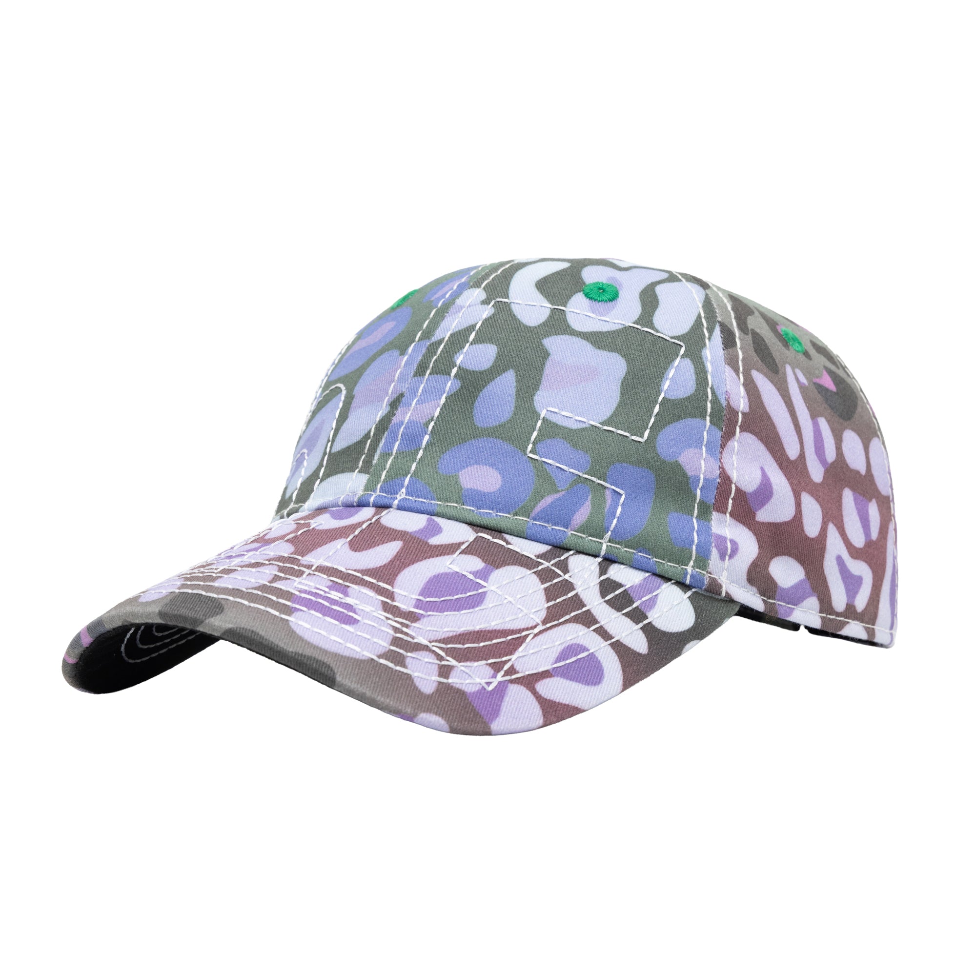 b.Eautiful Vapor 6 Panel Hat | White Leopard Mesh/Hot Pi
