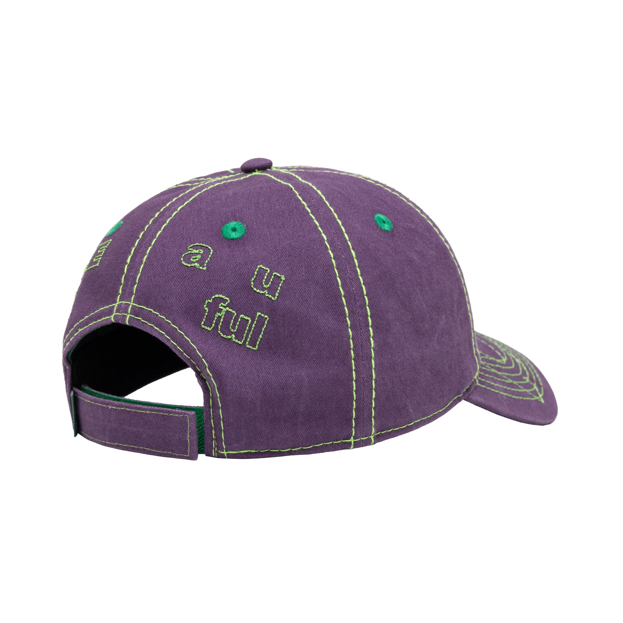 b.Eautiful Vapor 6 Panel Hat | Washed Purple/Lime