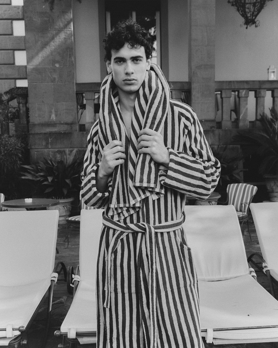 Naram Bathrobe, sea foam & deep teal