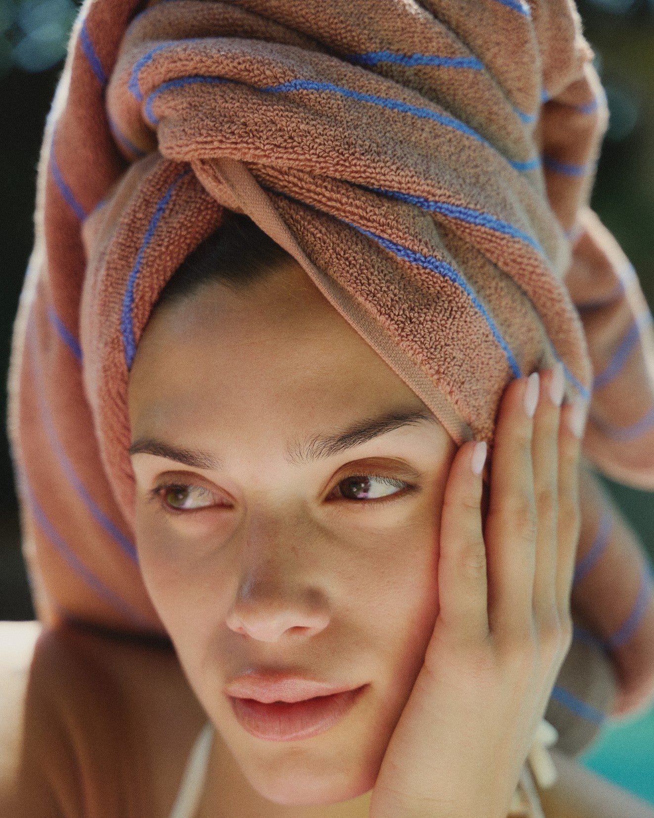 Naram Towels, camel & ultramarine