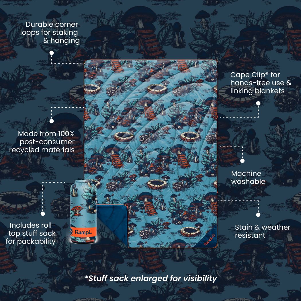 Rumpl Original Puffy Blanket - Magic Mushrooms Original Puffy Blanket - Magic Mushrooms | Rumpl Blankets For Everywhere Printed Original
