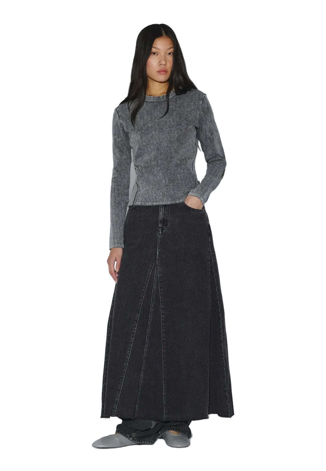 Stella Seam Rib Top | Washed Grey