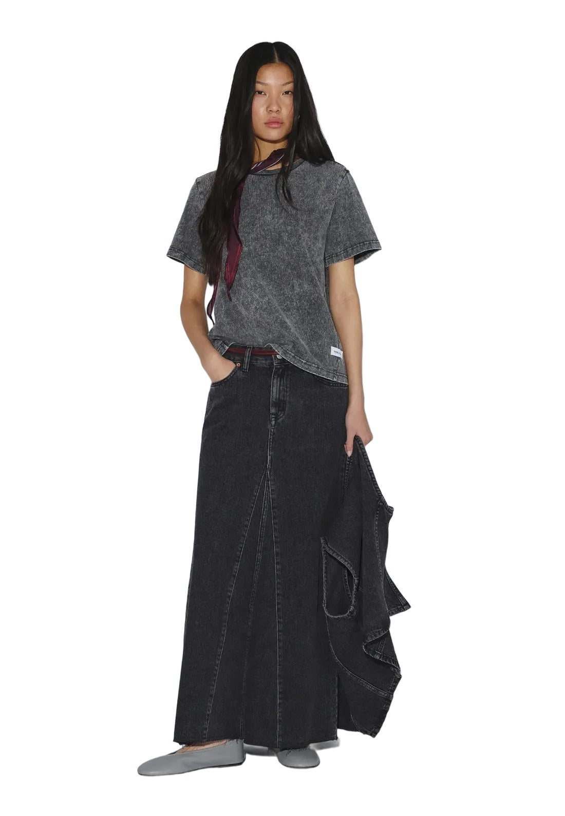 Talia Seam Tee | Washed Grey